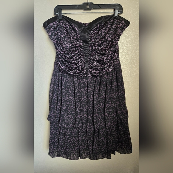 torrid Dresses & Skirts - Torrid Purple and Black Ruched Sweetheart Babydoll Dress